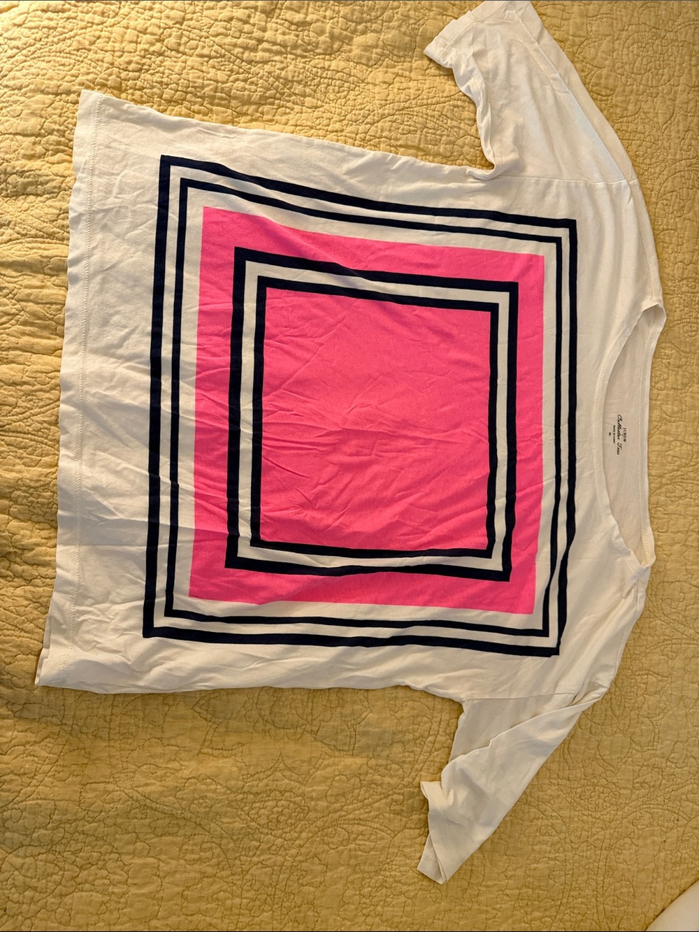 J. Crew White and Navy Striped Collector Tee